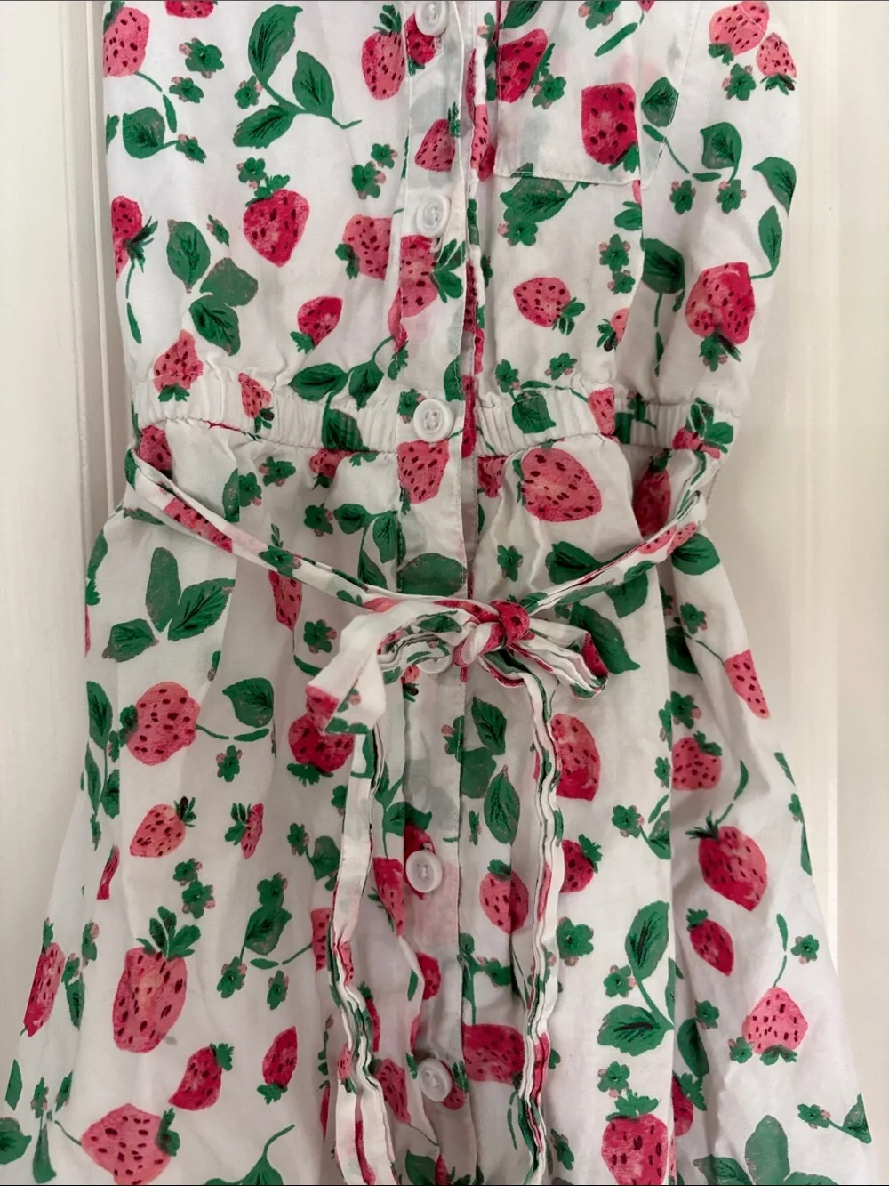 Crewcuts White Strawberry-Print Shirt Dress